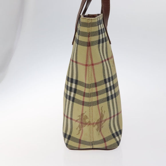 BURBERRY Nova Check Tote Bag PVC Beige Gold Auth bs27157