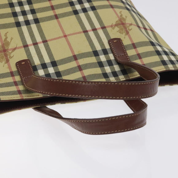 BURBERRY Nova Check Tote Bag PVC Beige Gold Auth bs27157