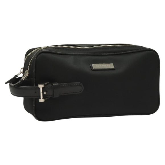 BURBERRY Clutch Bag Nylon Black Silver Auth bs27160