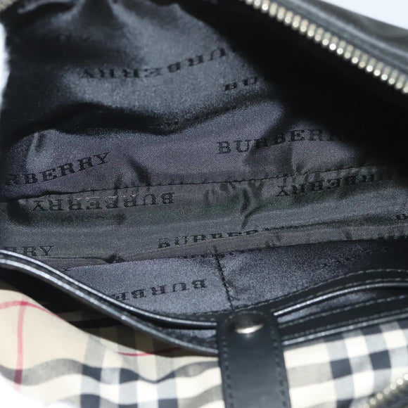 BURBERRY Clutch Bag Nylon Black Silver Auth bs27160