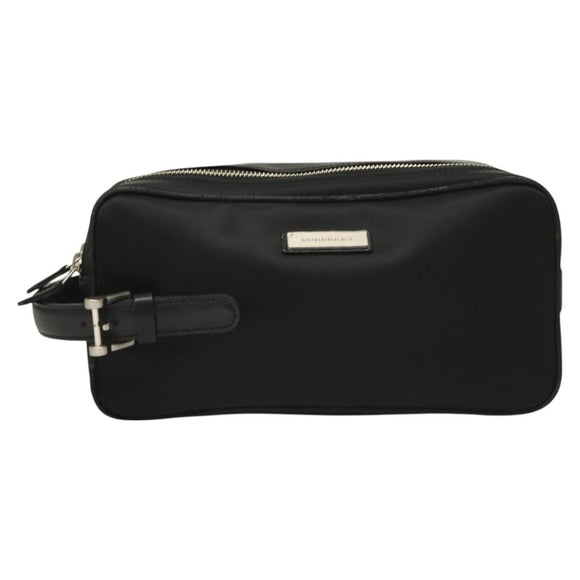 BURBERRY Clutch Bag Nylon Black Silver Auth bs27160