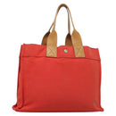 BURBERRY Blue Label Tote Bag Canvas Red Silver Auth bs27161-1