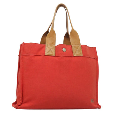 BURBERRY Blue Label Tote Bag Canvas Red Silver Auth bs27161