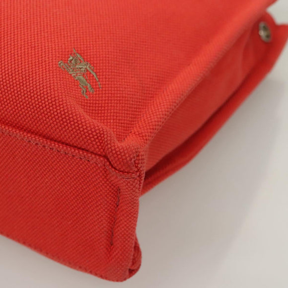 BURBERRY Blue Label Tote Bag Canvas Red Silver Auth bs27161