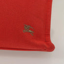 BURBERRY Blue Label Tote Bag Canvas Red Silver Auth bs27161-10