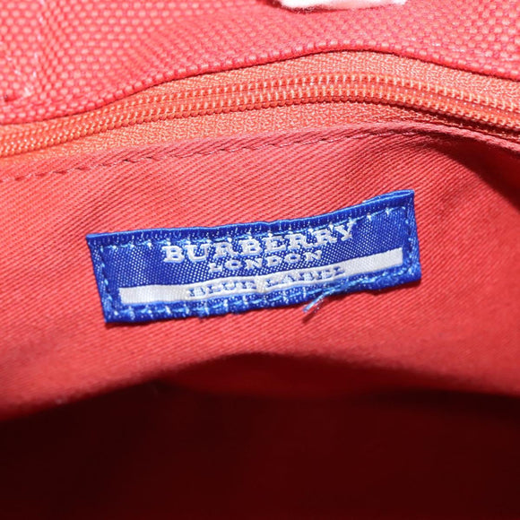 BURBERRY Blue Label Tote Bag Canvas Red Silver Auth bs27161