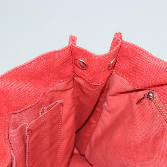 BURBERRY Blue Label Tote Bag Canvas Red Silver Auth bs27161