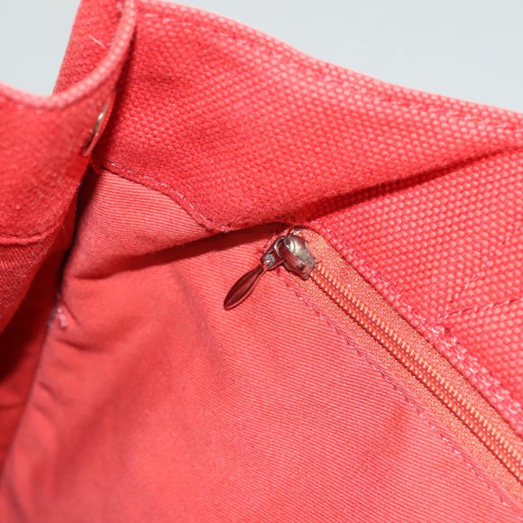 BURBERRY Blue Label Tote Bag Canvas Red Silver Auth bs27161