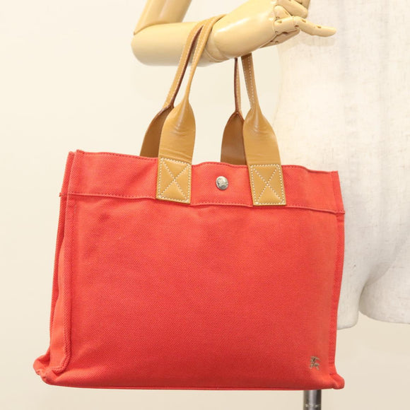 BURBERRY Blue Label Tote Bag Canvas Red Silver Auth bs27161