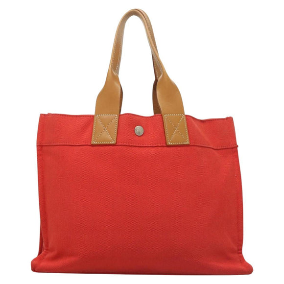 BURBERRY Blue Label Tote Bag Canvas Red Silver Auth bs27161