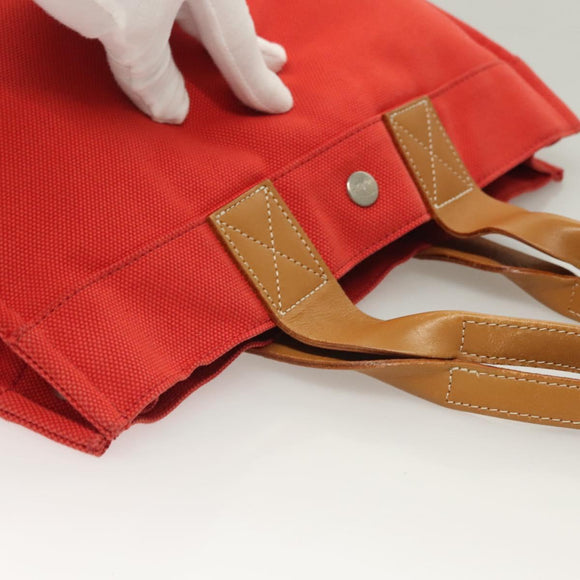 BURBERRY Blue Label Tote Bag Canvas Red Silver Auth bs27161