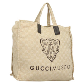 GUCCI GG Canvas Museum Hand Bag Beige 283411 Auth bs27162
