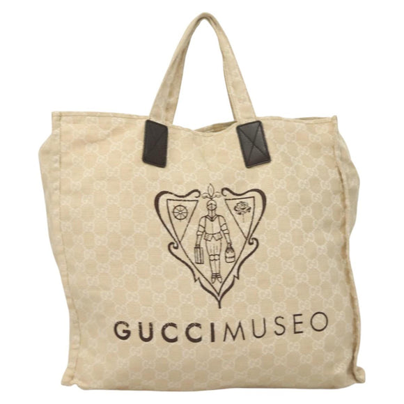 GUCCI GG Canvas Museum Hand Bag Beige 283411 Auth bs27162