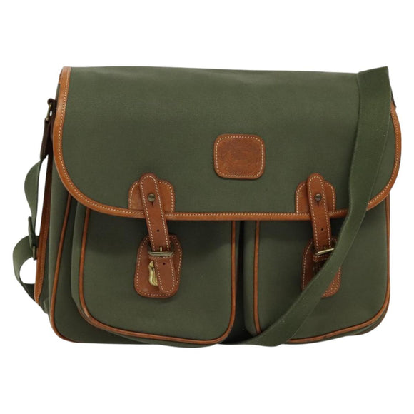 Burberrys Shoulder Bag Canvas Khaki Gold Auth bs27167