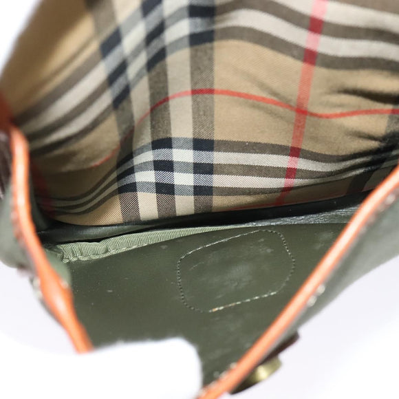 Burberrys Shoulder Bag Canvas Khaki Gold Auth bs27167