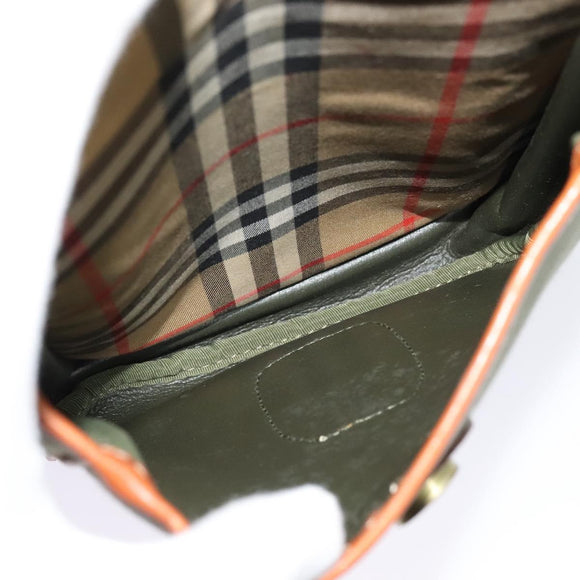 Burberrys Shoulder Bag Canvas Khaki Gold Auth bs27167