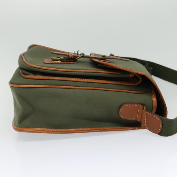 Burberrys Shoulder Bag Canvas Khaki Gold Auth bs27167