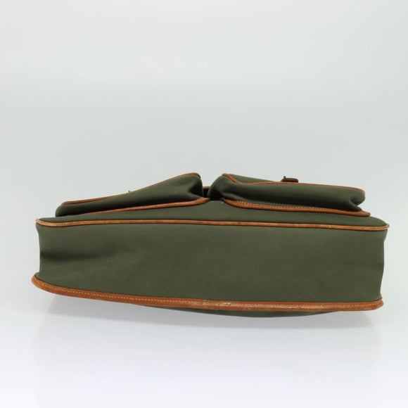 Burberrys Shoulder Bag Canvas Khaki Gold Auth bs27167