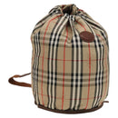 Burberrys Nova Check Shoulder Bag Nylon Beige Gold Auth bs27168-1