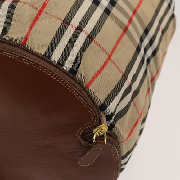 Burberrys Nova Check Shoulder Bag Nylon Beige Gold Auth bs27168