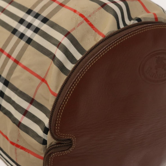 Burberrys Nova Check Shoulder Bag Nylon Beige Gold Auth bs27168