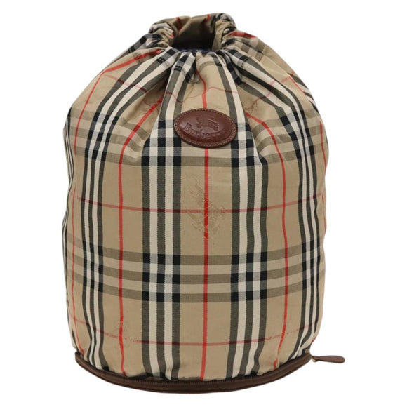 Burberrys Nova Check Shoulder Bag Nylon Beige Gold Auth bs27168