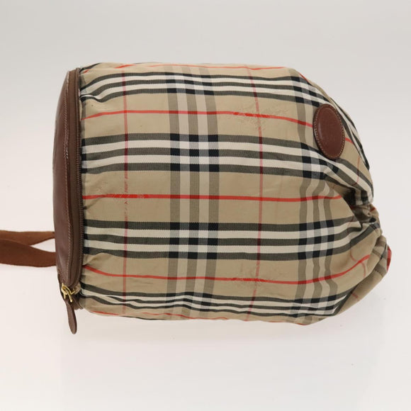 Burberrys Nova Check Shoulder Bag Nylon Beige Gold Auth bs27168