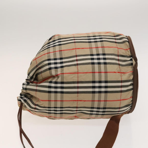 Burberrys Nova Check Shoulder Bag Nylon Beige Gold Auth bs27168