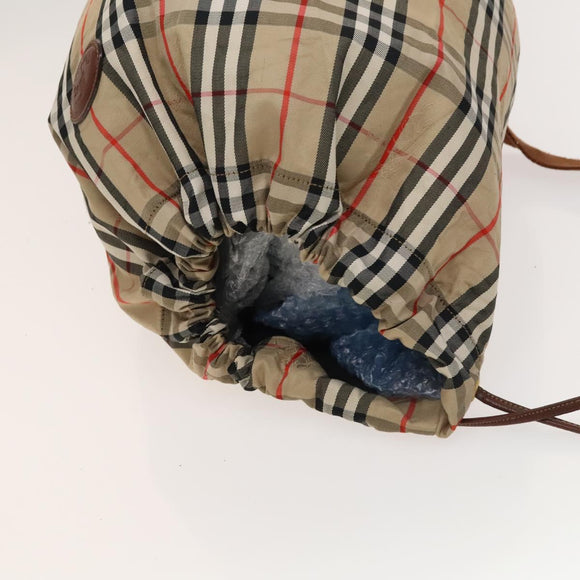 Burberrys Nova Check Shoulder Bag Nylon Beige Gold Auth bs27168