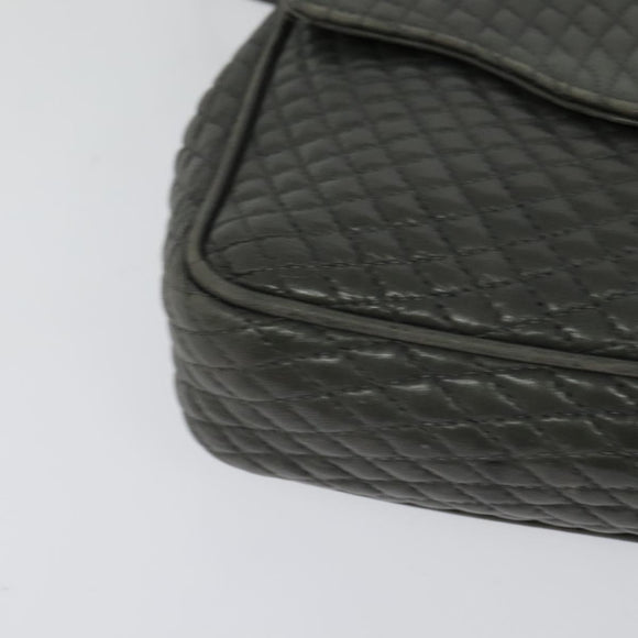 BALLY Shoulder Bag Leather Gray Gold Auth bs27172