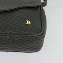 BALLY Shoulder Bag Leather Gray Gold Auth bs27172-9