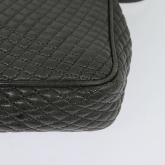 BALLY Shoulder Bag Leather Gray Gold Auth bs27172