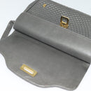 BALLY Shoulder Bag Leather Gray Gold Auth bs27172-18