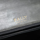 BALLY Shoulder Bag Leather Gray Gold Auth bs27172-19