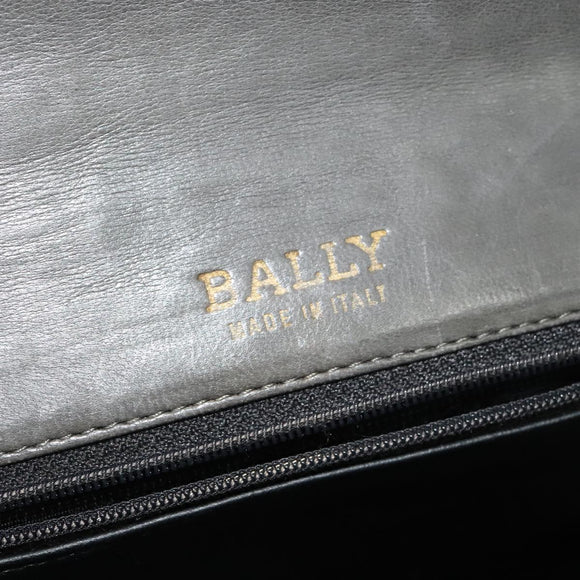 BALLY Shoulder Bag Leather Gray Gold Auth bs27172