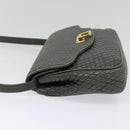 BALLY Shoulder Bag Leather Gray Gold Auth bs27172-3