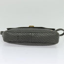 BALLY Shoulder Bag Leather Gray Gold Auth bs27172-5