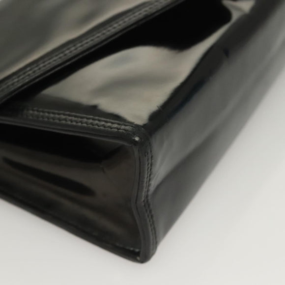 CHANEL Chain Shoulder Bag Enamel Black Gold CC Auth bs27175