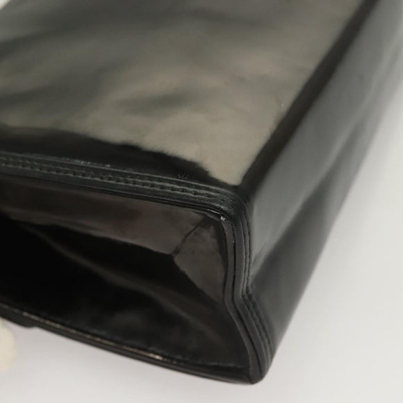 CHANEL Chain Shoulder Bag Enamel Black Gold CC Auth bs27175