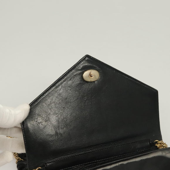 CHANEL Kettingschoudertas Lak Zwart Goud CC Authentic bs27175