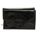 CHANEL Chain Shoulder Bag Enamel Black Gold CC Auth bs27175-2