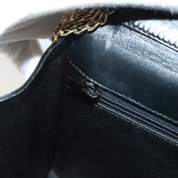 CHANEL Chain Shoulder Bag Enamel Black Gold CC Auth bs27175