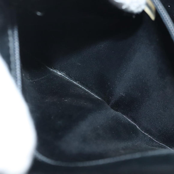 CHANEL Chain Shoulder Bag Enamel Black Gold CC Auth bs27175