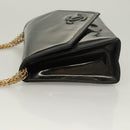 CHANEL Chain Shoulder Bag Enamel Black Gold CC Auth bs27175-5