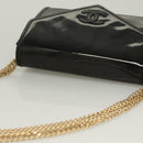 CHANEL Chain Shoulder Bag Enamel Black Gold CC Auth bs27175-6