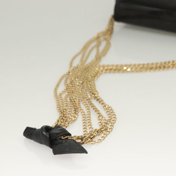 CHANEL Chain Shoulder Bag Enamel Black Gold CC Auth bs27175