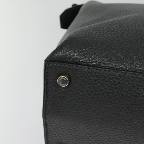 FENDI Peek A Boo Essentially Iconic Bag Leather 2way Gray Silver Auth bs27179