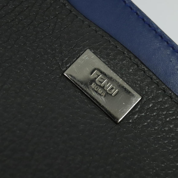 FENDI Peek A Boo Essentially Iconic Bag Leather 2way Gray Silver Auth bs27179