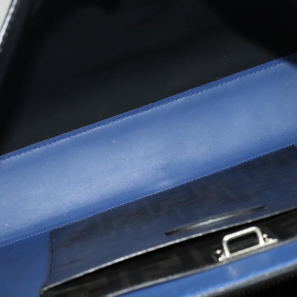 FENDI Peek A Boo Essentially Iconic Bag Leather 2way Gray Silver Auth bs27179