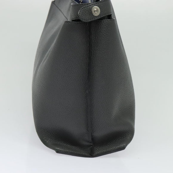 FENDI Peek A Boo Essentially Iconic Bag Leather 2way Gray Silver Auth bs27179